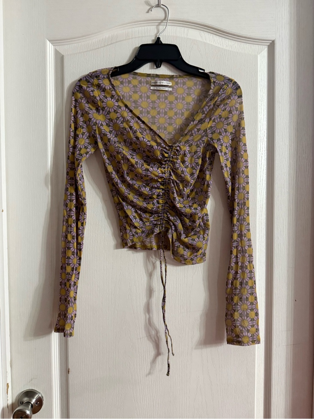 Urban Outfitters Shona Cinched Cropped Mesh Top Sz M. SP-65